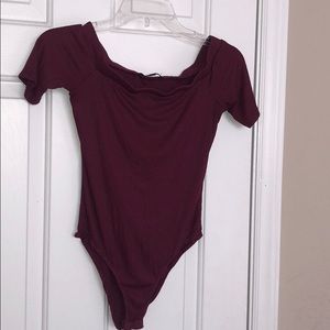 Off the shoulder Burgundy bodysuit